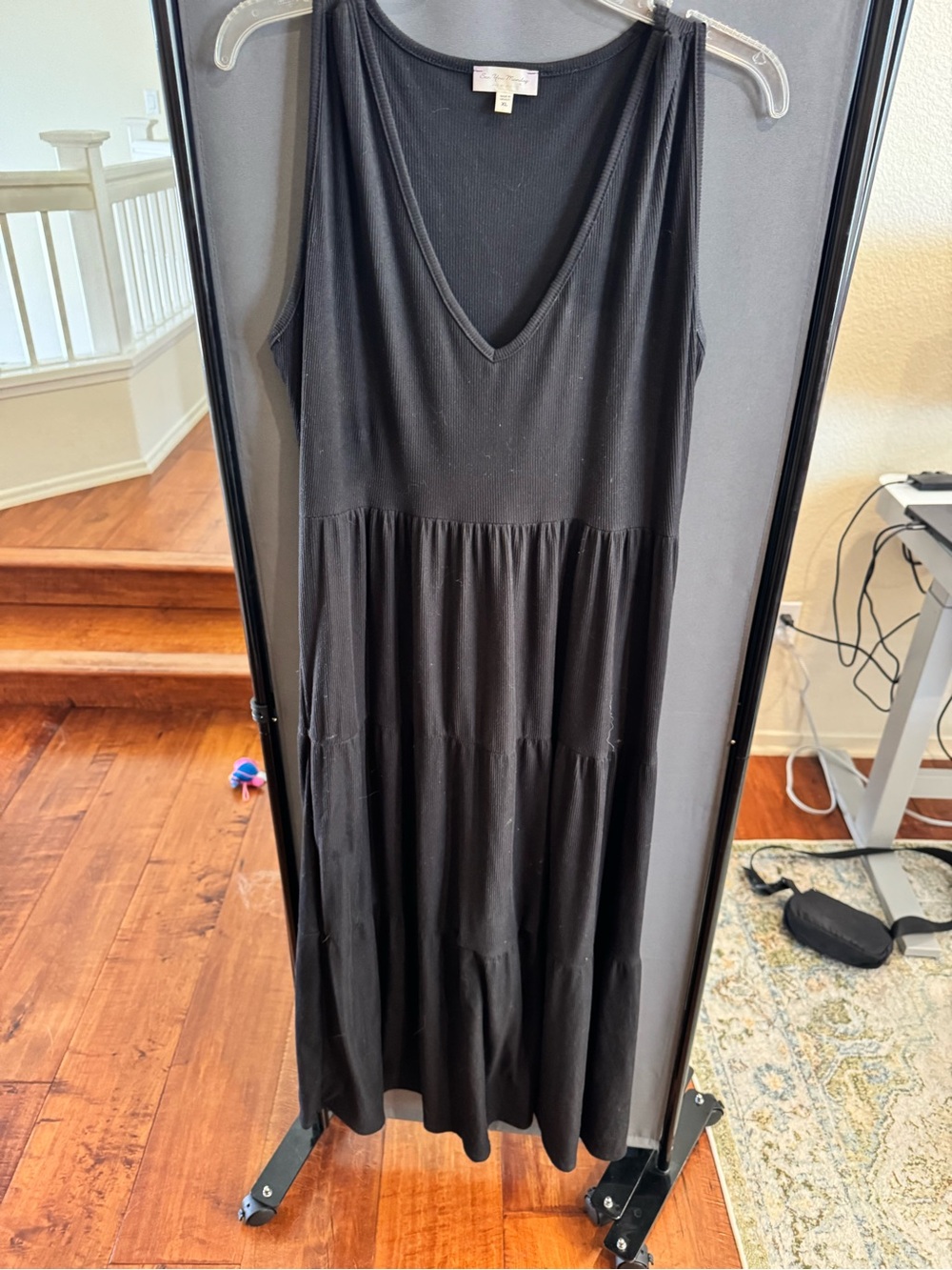 See You Monday Black Sleeveless V-Neck Tiered Maxi Dress